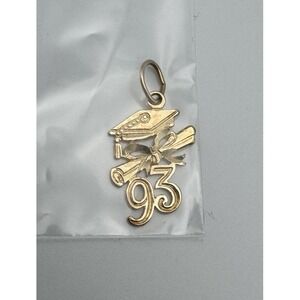 Vtg 14K Yellow Gold Class 1993 Graduation Cap Diploma Charm Pendant Oro America